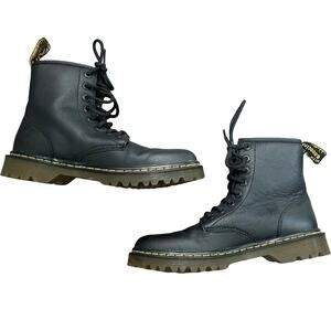 Doc Dr. Martens Awley 6 in 8-Eye Black Leather Combat Boots sz 9 Women's 8 Men's